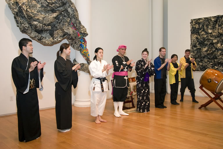 Junko and guests at the recital The Folk Arts of Okinawa, Tenri Cultural Insititute of New York, June 2006 -- photo by Eiko Tamaki